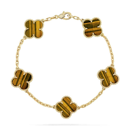 [Marins] CLOVER 5 MOTIFS TIGER EYE BRACELET COLLECTION