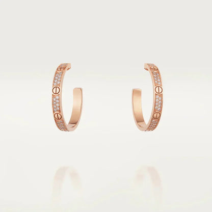 [Marins]LOVE DIAMOND PINK GOLD HOOP EARRINGS