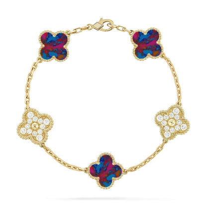 [Marins]CLOVER 5 MOTIF COLOR GEMSTONES BRACELET COLLECTION