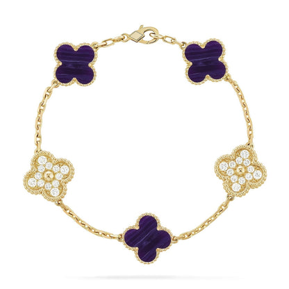 [Marins]CLOVER 5 MOTIF PURPLE STRIPES BRACELET COLLECTION