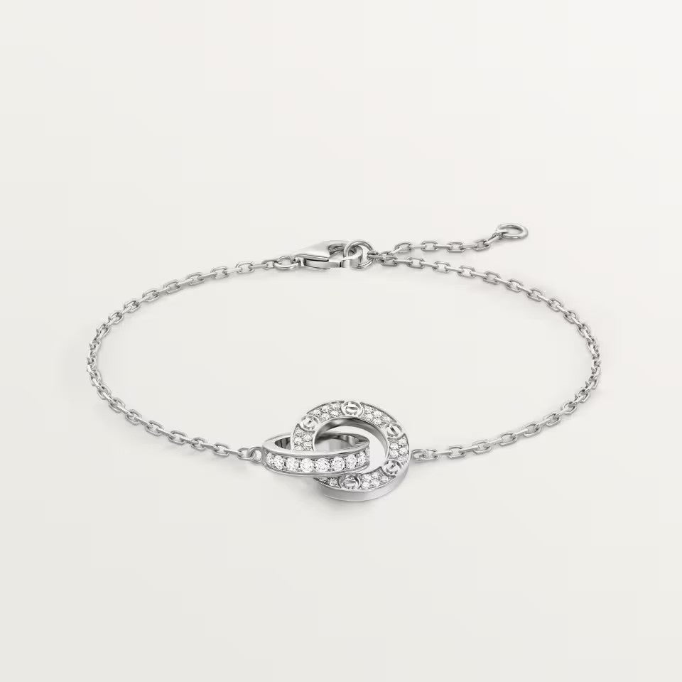 [Marins]LOVE DOUBLE RING FULL DIAMOND BRACELET