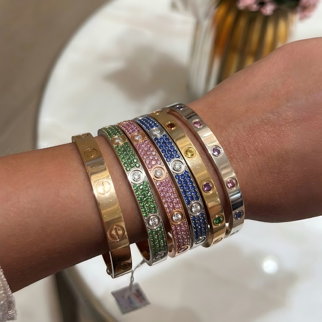 [Marins]2026 PAVE GEMSTONE LOVE BRACELET 6.1MM 10 DIAMONDS