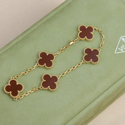 [Marins] CLOVER 5 MOTIF RED CORNELIAN BRACELET COLLECTION
