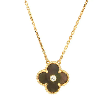 [Marins]CLOVER 15MM DIAMOND AND MOTHER-OF-GREY NECKLACE