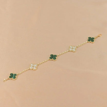 [Marins] CLOVER 5 MOTIF MALACHITE BRACELET COLLECTION