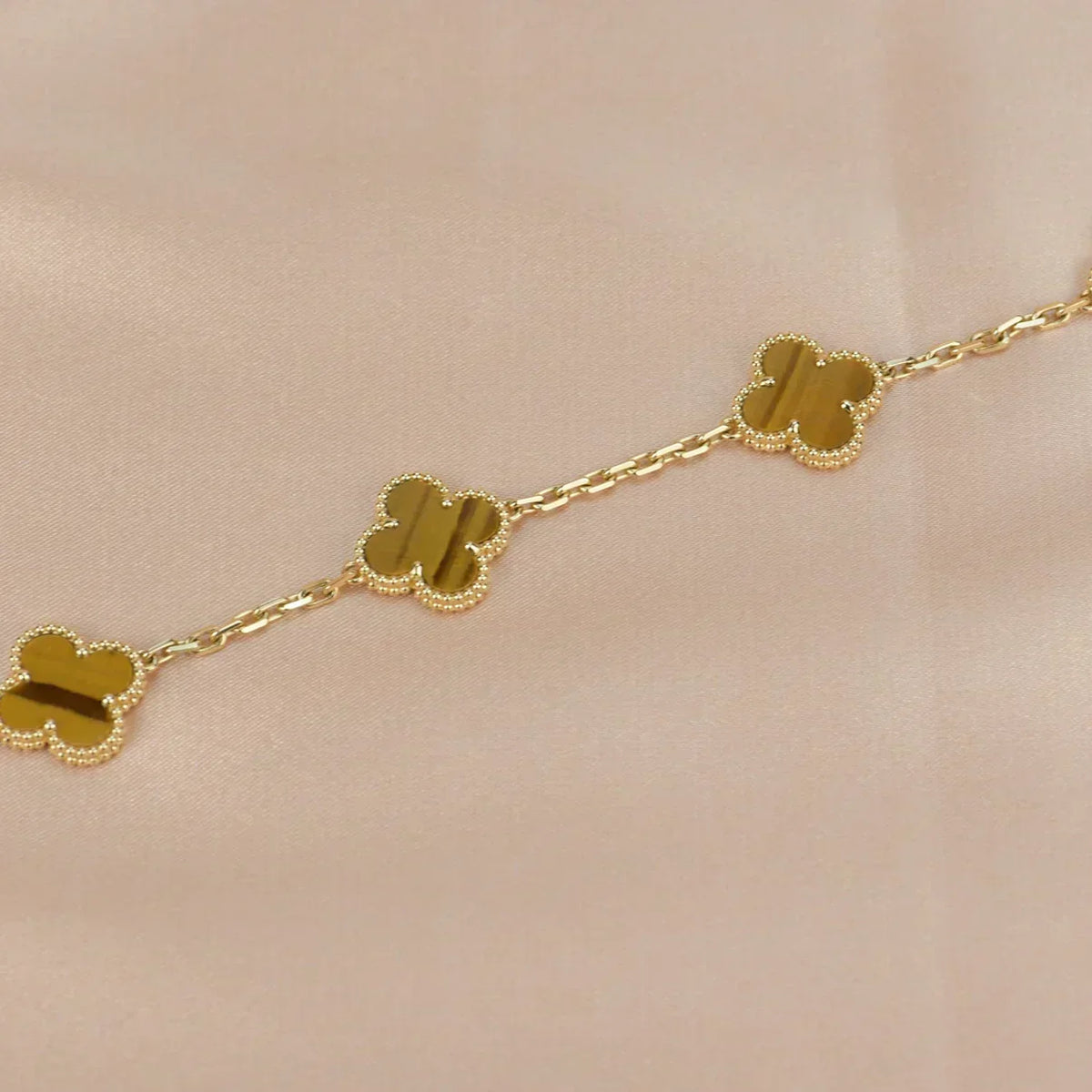 [Marins] CLOVER 5 MOTIFS TIGER EYE BRACELET COLLECTION