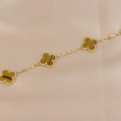 [Marins] CLOVER 5 MOTIFS TIGER EYE BRACELET COLLECTION
