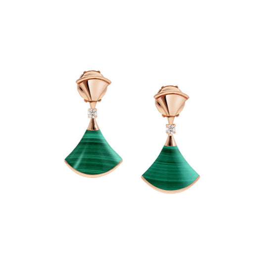 [Marins]DREAM MALACHITE PINK GOLD EARRINGS