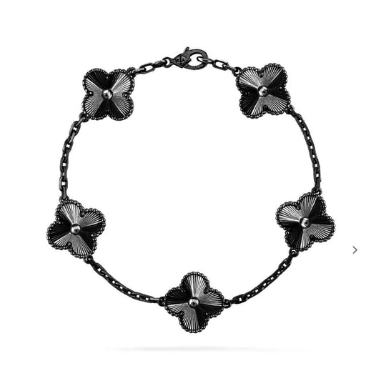 [Marins]CLOVER 5 MOTIF BLACK BRACELET