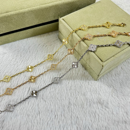 [Marins]CLOVER 6 MOTIF DIAMOND LASER BRACELET