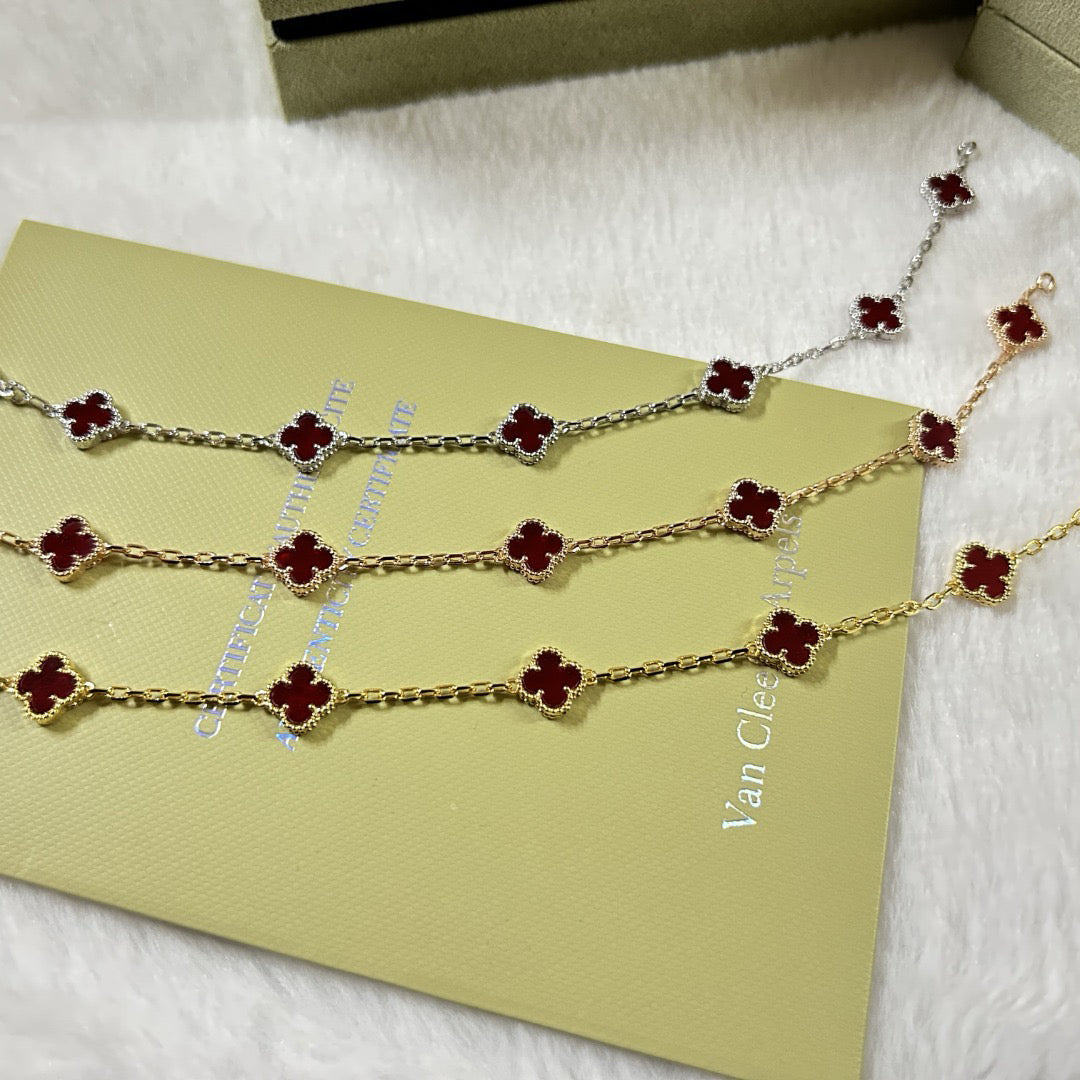 [Marins]CLOVER 6 MOTIF RED AGATE BRACELET