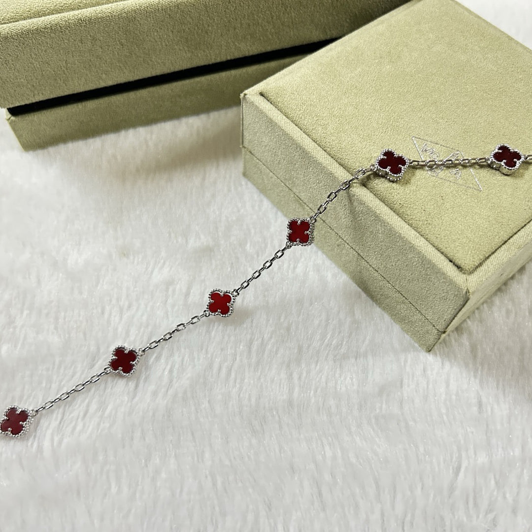[Marins]CLOVER 6 MOTIF RED AGATE BRACELET