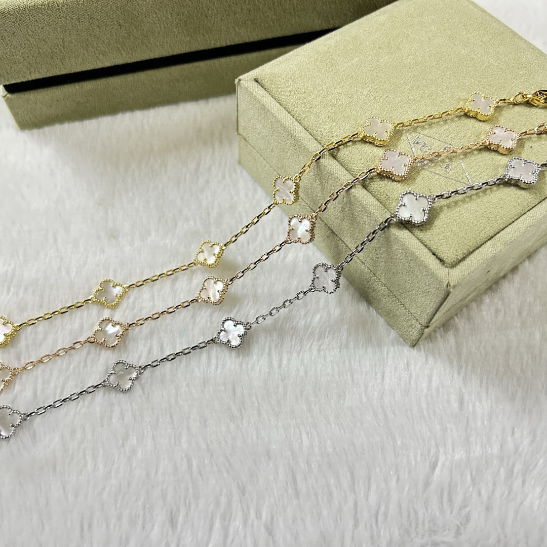 [Marins]CLOVER 6 MOTIF WHITE MOP BRACELET