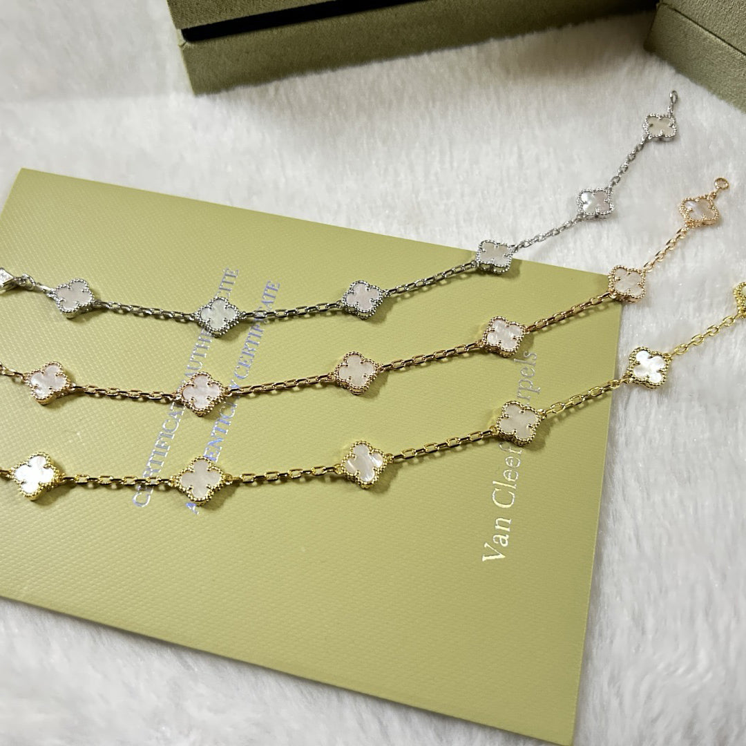 [Marins]CLOVER 6 MOTIF WHITE MOP BRACELET-w