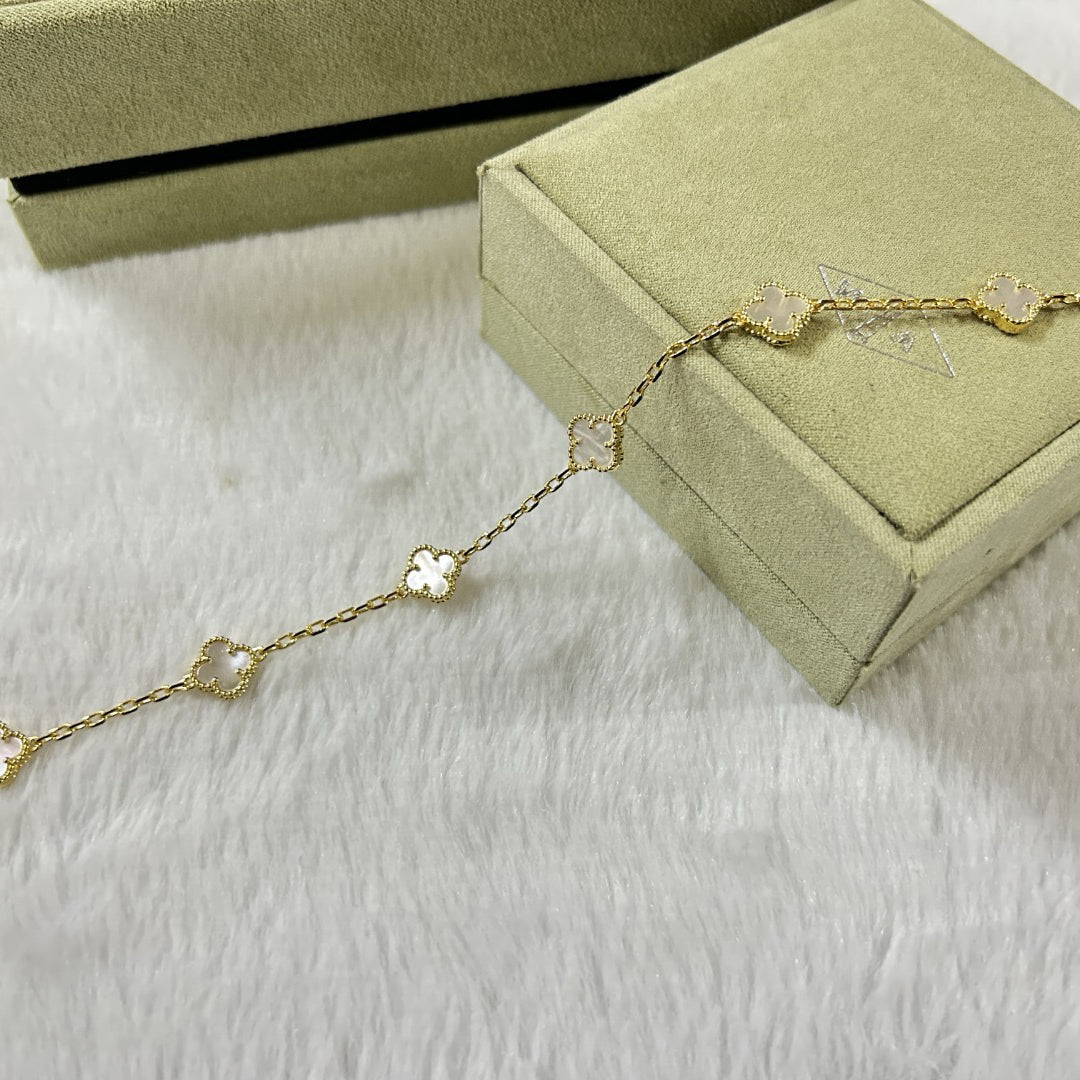 [Marins]CLOVER 6 MOTIF WHITE MOP BRACELET-w