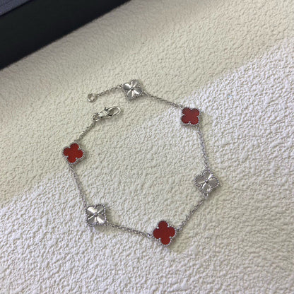 [Marins]CLOVER 6 MOTIF RED AGATE LASER BRACELET