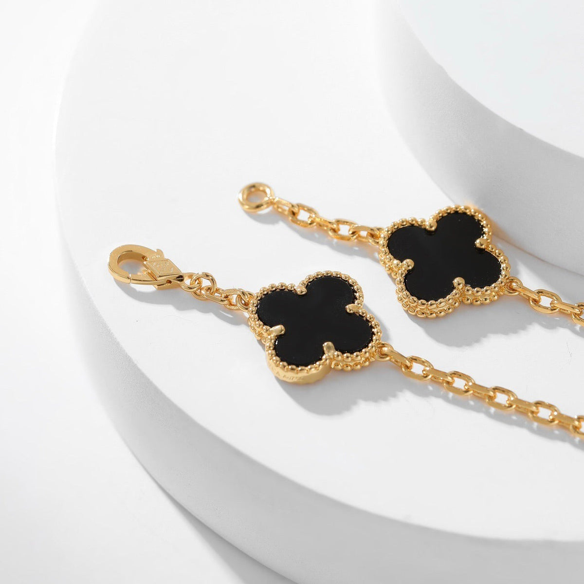 [Marins]CLOVER 10 MOTIFS ONYX NECKLACE