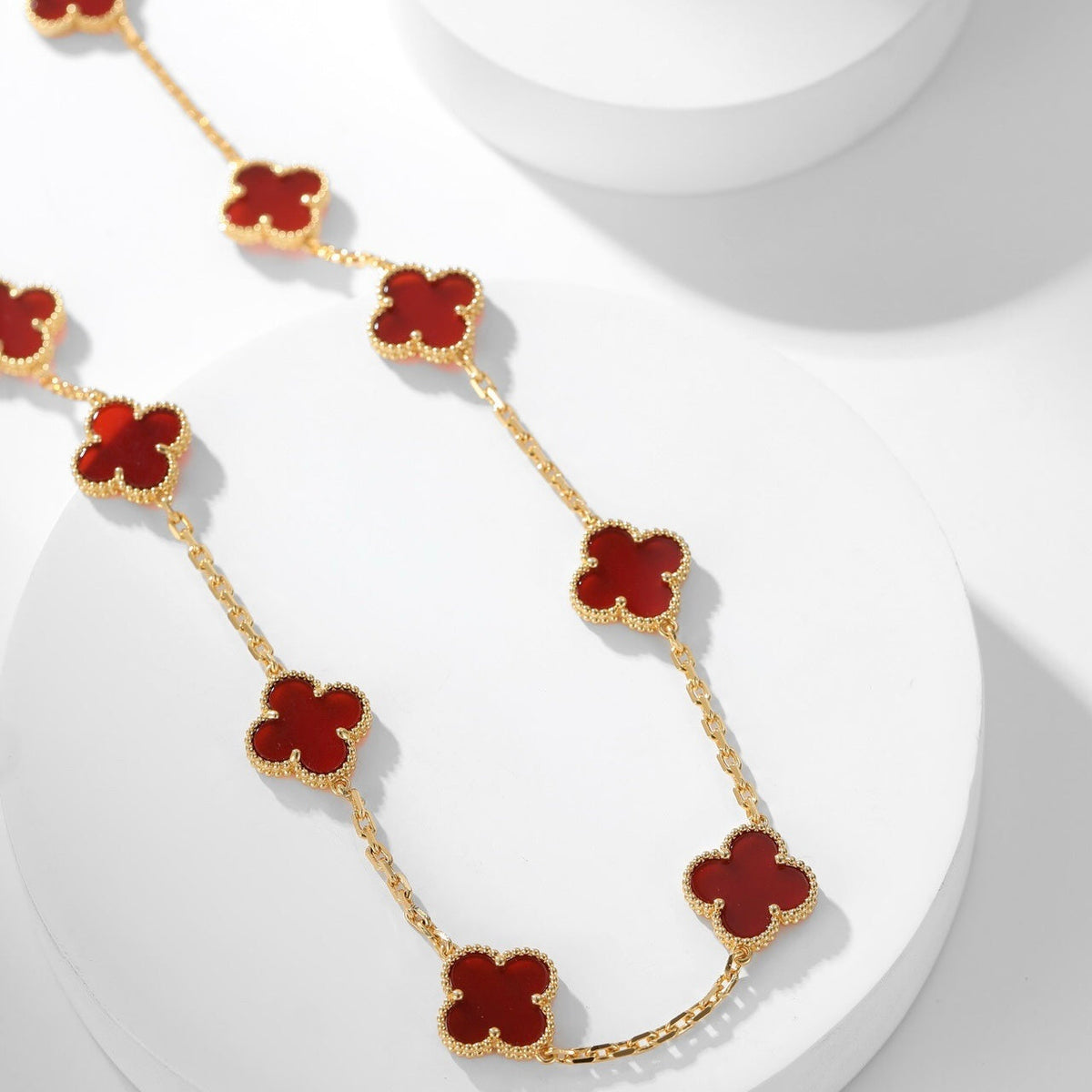 [Marins]CLOVER 10 MOTIFS CARNELIAN NECKLACE