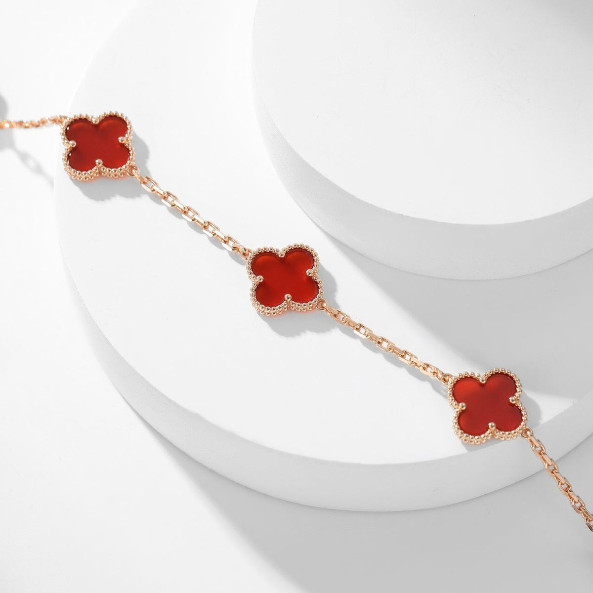 [Marins]CLOVER 10 MOTIFS CARNELIAN NECKLACE