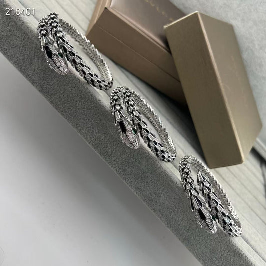 [Marins]NEW OBSIDIAN & DIAMOND SERPENT BRACELET