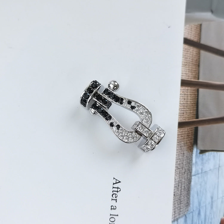 [Marins]FORCE LARGE HORSESHOE BLACK WHITE DIAMOND BRACELET ROSE GOLD