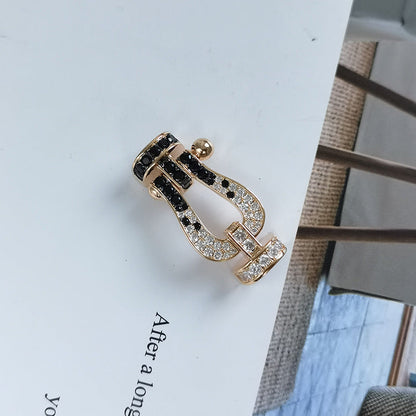 [Marins]FORCE LARGE HORSESHOE BLACK WHITE DIAMOND BRACELET ROSE GOLD