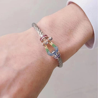 [Marins]FORCE LARGE HORSESHOE  COLORED DIAMOND BRACELET ROSE GOLD