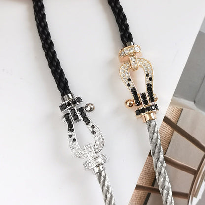 [Marins]FORCE LARGE HORSESHOE BLACK WHITE DIAMOND BRACELET ROSE GOLD