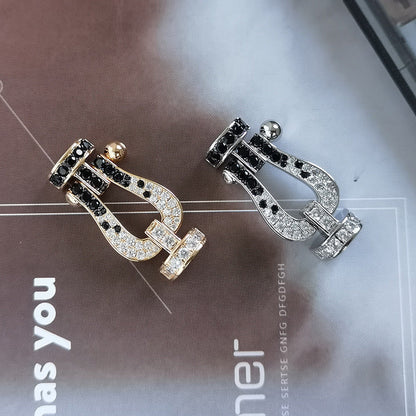 [Marins]FORCE LARGE HORSESHOE BLACK WHITE DIAMOND BRACELET SILVER