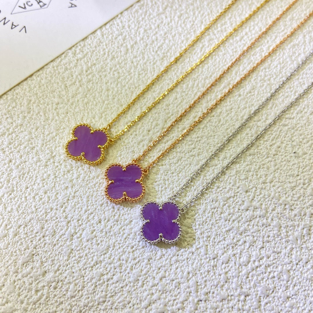[Marins Jewelry]CLOVER 15MM  PURPLE VIOLET NECKLACE