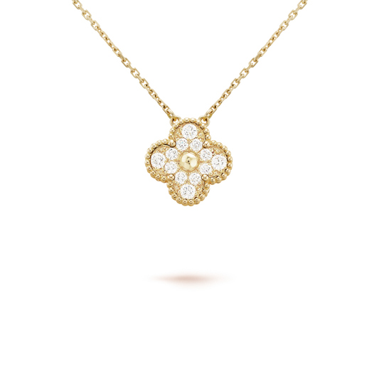 [Marins]CLOVER 15MM DIAMOND SINGLE FLOWER NECKLACE