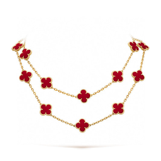 [Marins]CLOVER 20 MOTIFS CARNELIAN NECKLACE