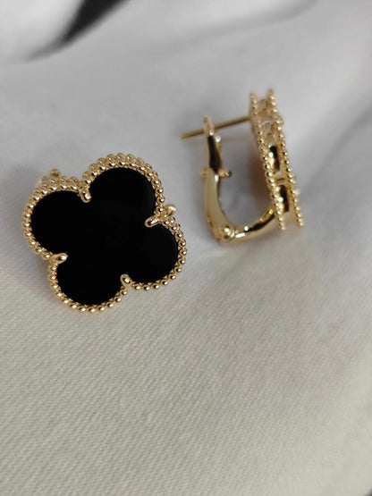 [Marins]CLOVER 20MM BLACK MOP EARRINGS