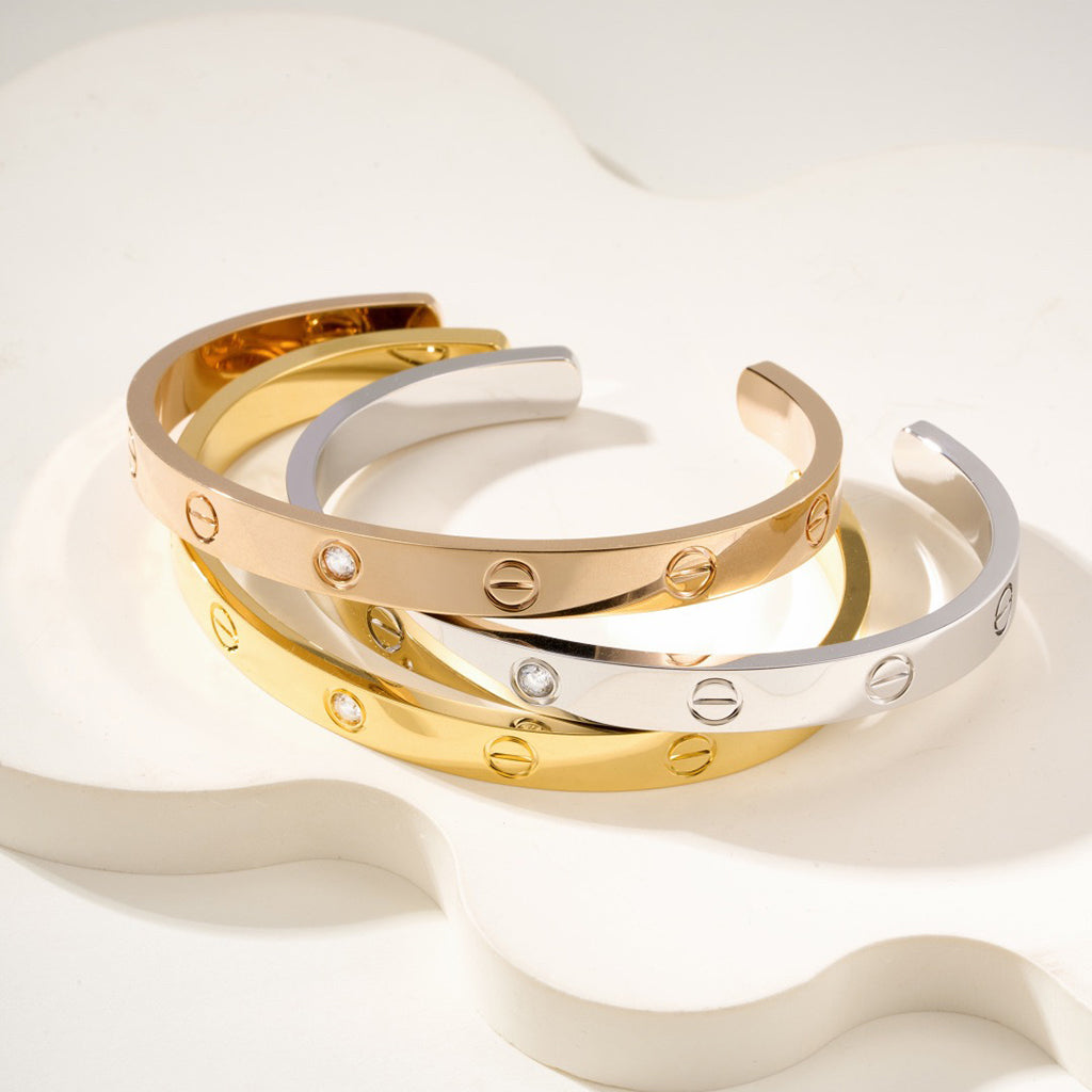 [Marins]LOVE BRACELET 6.1MM 1 DIAMOND OPEN CUFF