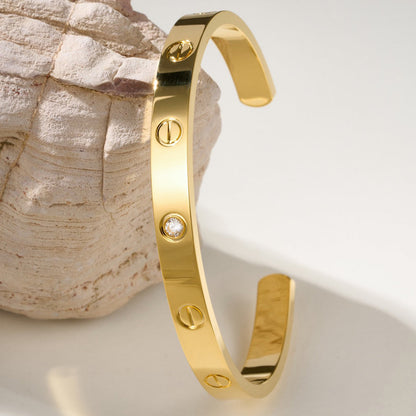 [Marins]LOVE BRACELET 6.1MM 1 DIAMOND OPEN CUFF