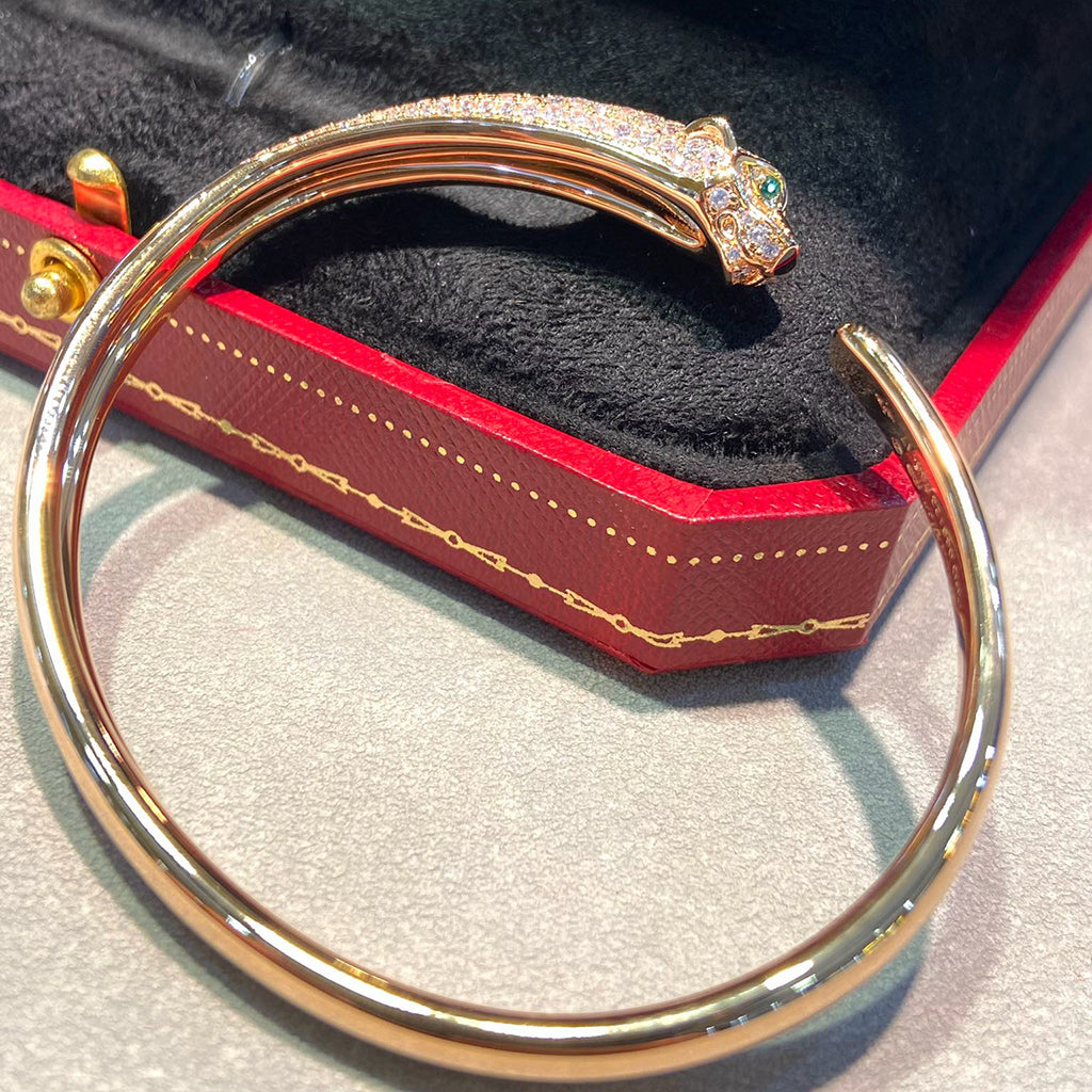 [Marins]PANTHERE HALF DIAMOND OPEN BRACELET