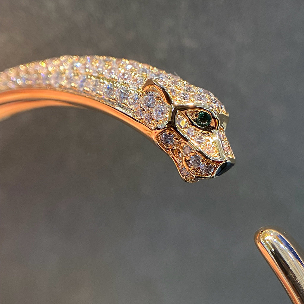 [Marins]PANTHERE HALF DIAMOND OPEN BRACELET