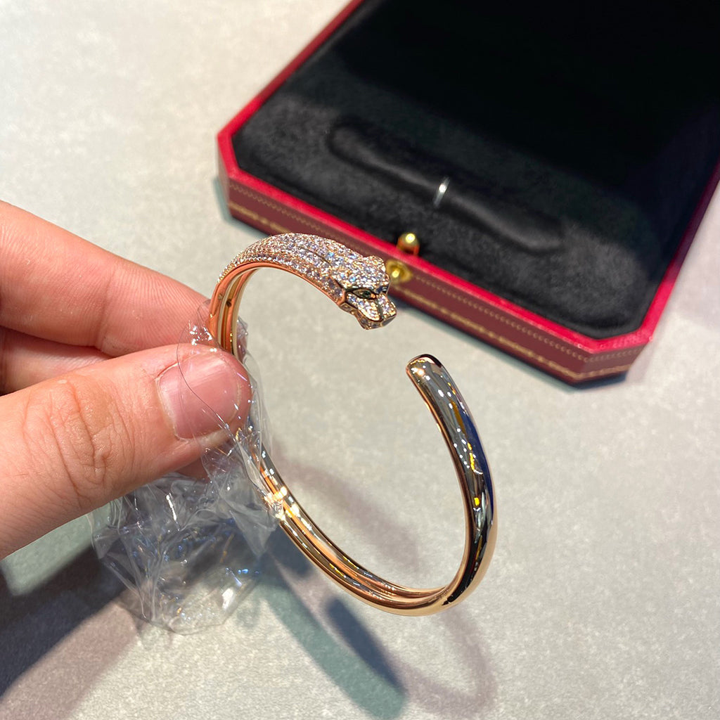 [Marins]PANTHERE HALF DIAMOND OPEN BRACELET