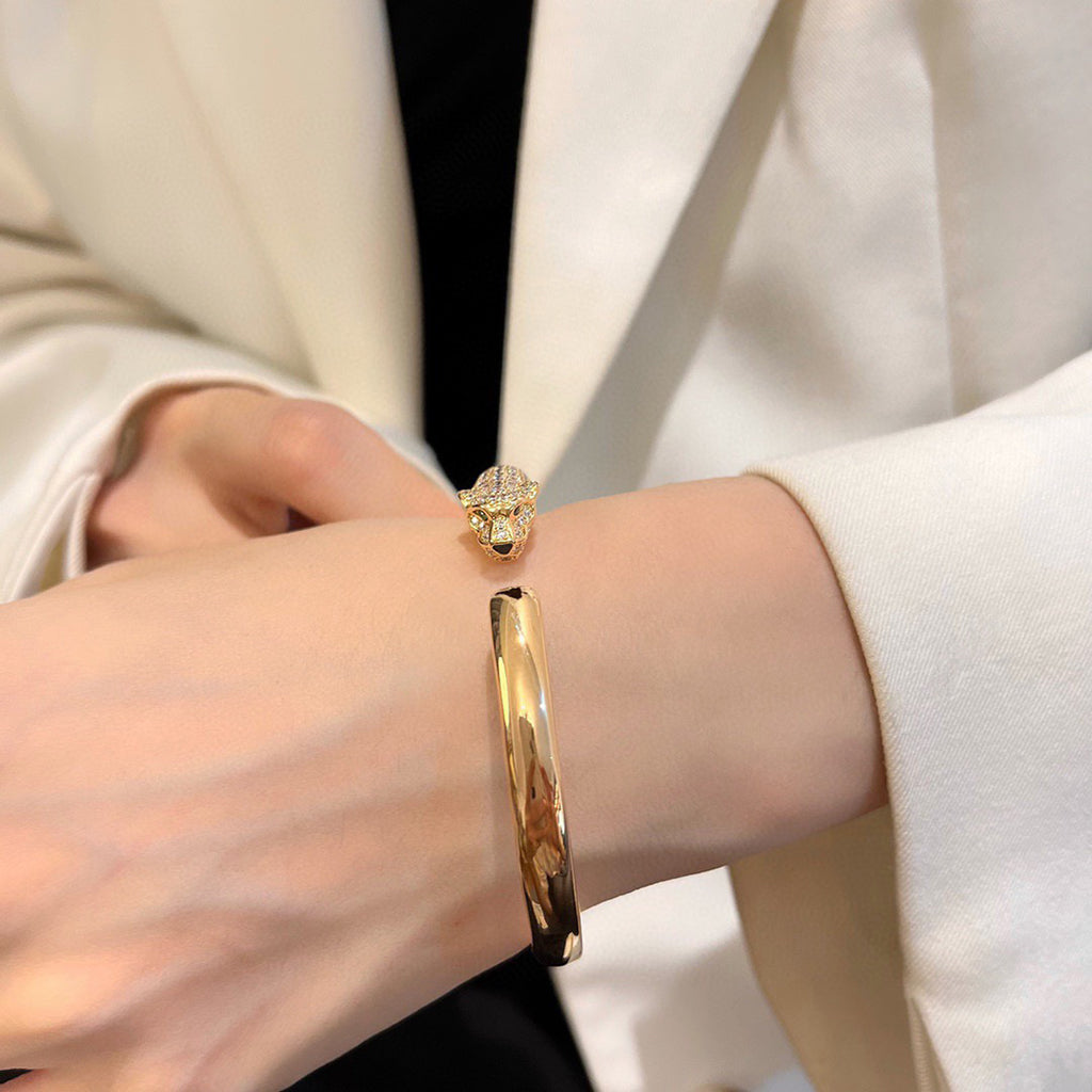 [Marins]PANTHERE HALF DIAMOND OPEN BRACELET