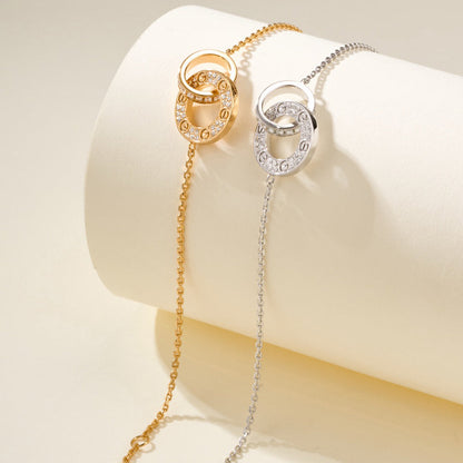 [Marins]LOVE DOUBLE RING FULL DIAMOND BRACELET