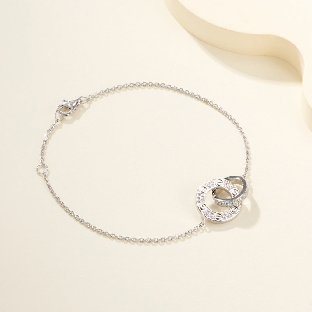 [Marins]LOVE DOUBLE RING FULL DIAMOND BRACELET