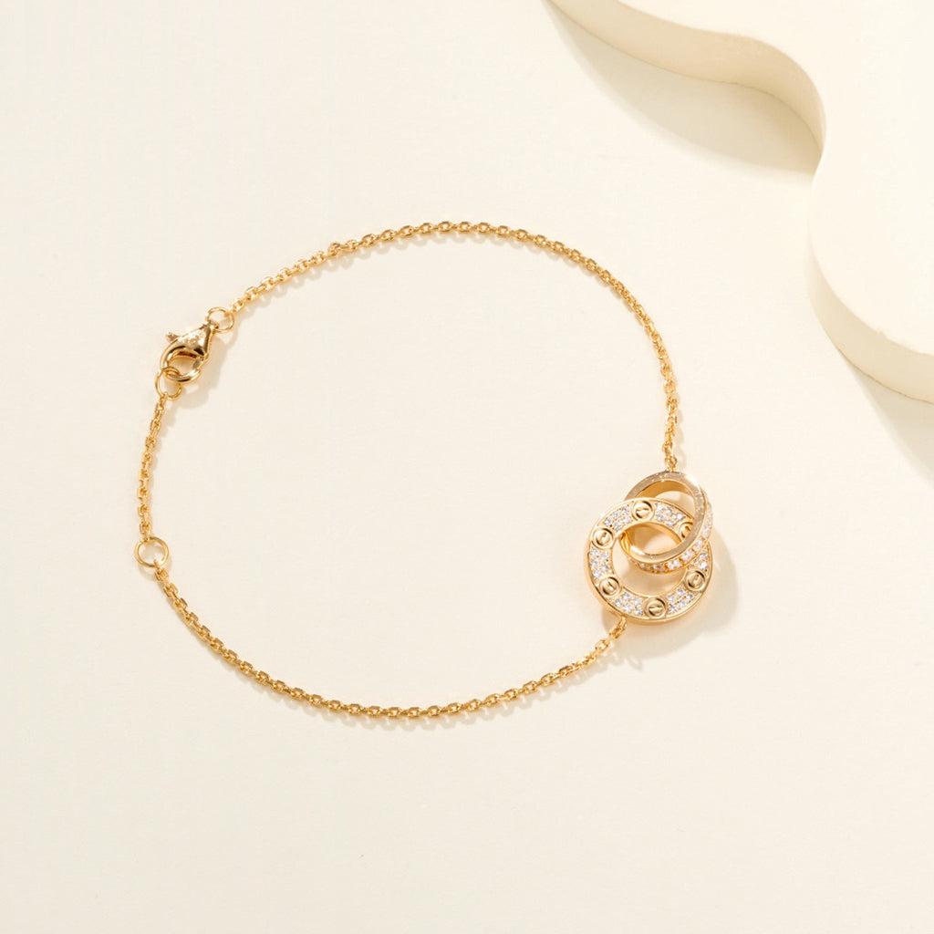 [Marins]LOVE DOUBLE RING FULL DIAMOND BRACELET