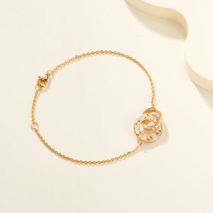[Marins]LOVE DOUBLE RING FULL DIAMOND BRACELET