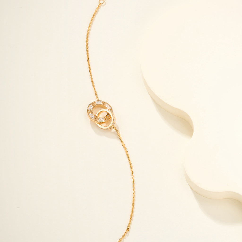 [Marins]LOVE DOUBLE RING FULL DIAMOND BRACELET