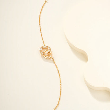 [Marins]LOVE DOUBLE RING FULL DIAMOND BRACELET
