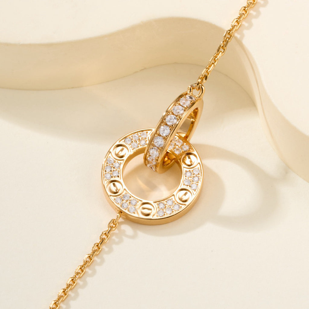 [Marins]LOVE DOUBLE RING FULL DIAMOND BRACELET
