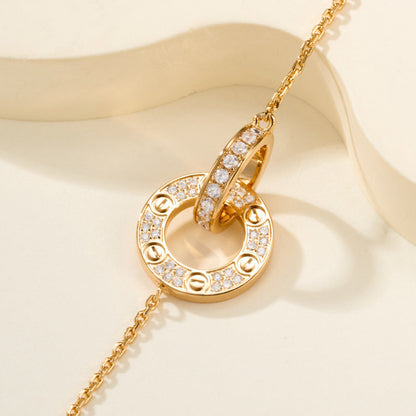 [Marins]LOVE DOUBLE RING FULL DIAMOND BRACELET
