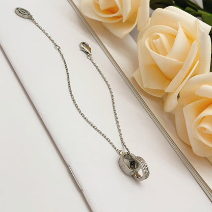 [Marins]LOVE DOUBLE RING HALF DIAMOND BRACELET