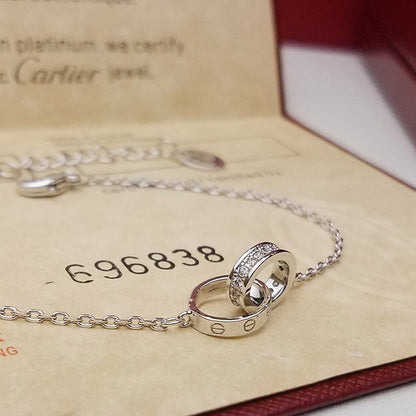 [Marins]LOVE DOUBLE RING HALF DIAMOND BRACELET