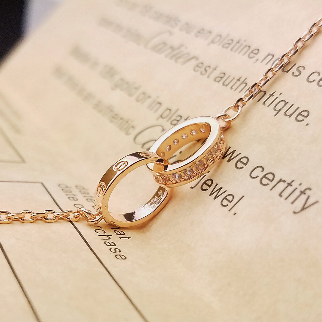 [Marins]LOVE DOUBLE RING HALF DIAMOND BRACELET
